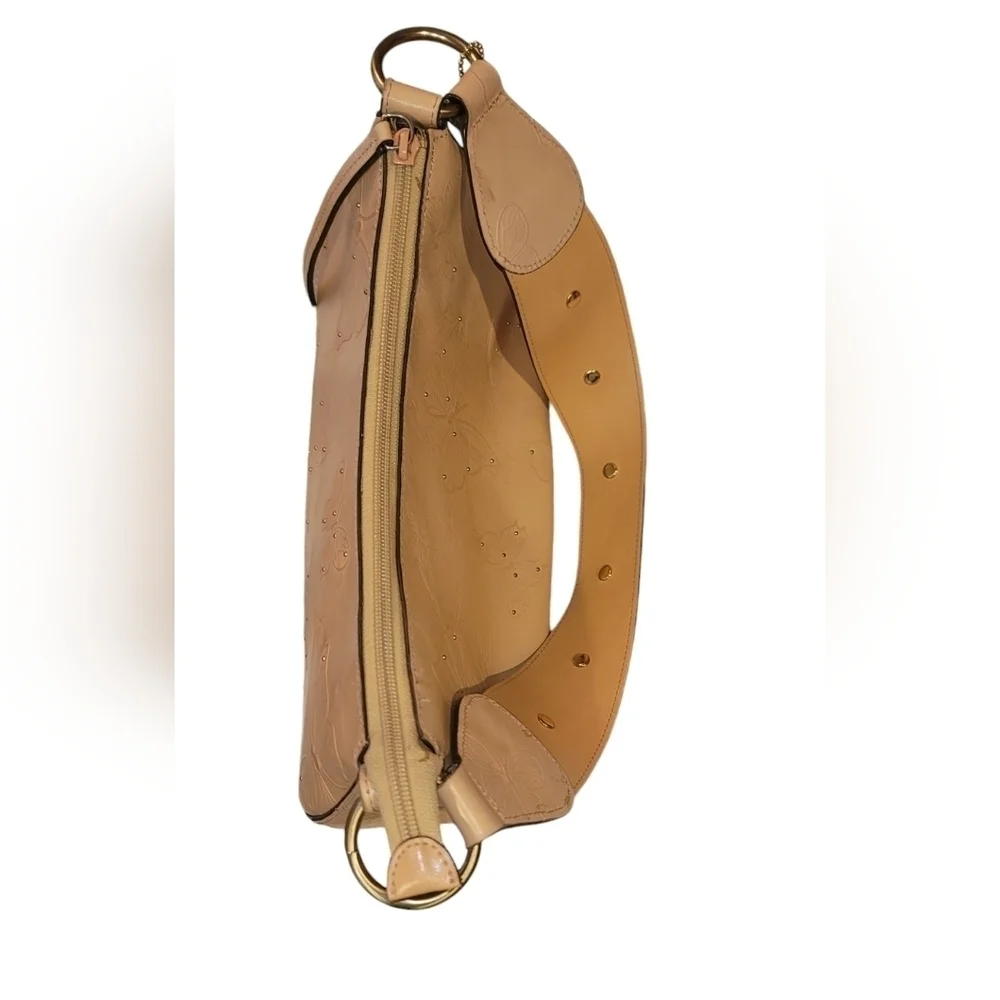 Valerie Stevens Genuine leather Hobo Bag with Embossed studded Butterflies